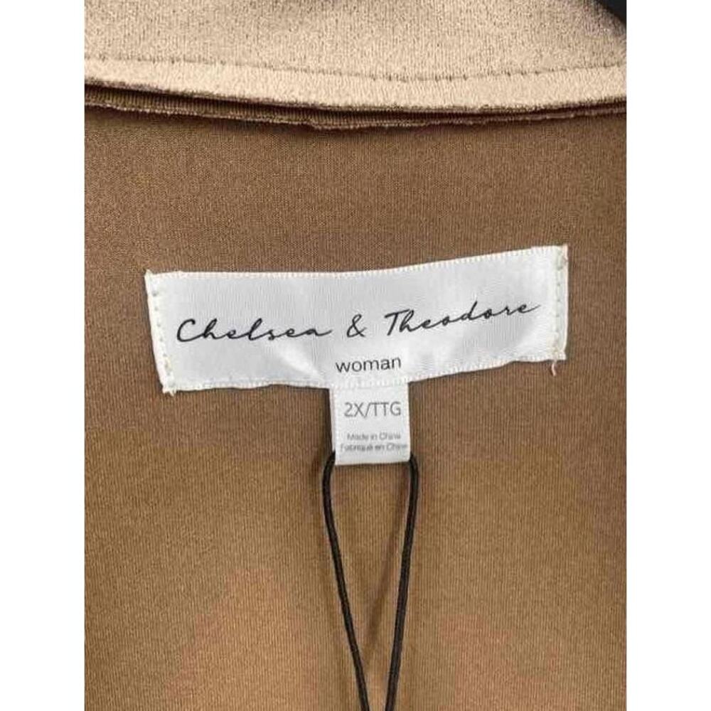 Chelsea & Theodore Womens Natural Stone Winter Open Front Coat Size 2X - Picture 5 of 6